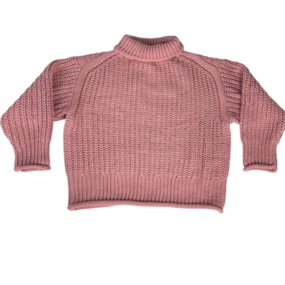 POL Turtleneck Sweater Womens Size Medium Pink Chunky Knit Raglan Long Sleeve